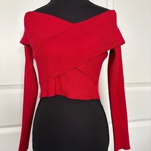 Divided by H&M brand Cropped Wrap Sweater Bold Red Size M *NWT*